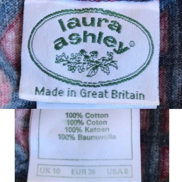 Laura Ashley Vintage Diamond/Floral Corduroy Dress Navy/Red/Green w/Belt Sz US 8 - Picture 6 of 17